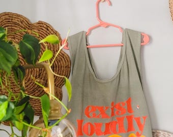 Exist Loudly Comfort Colors Unisex Tank | Shirts For Good | Retro Pride Shirt