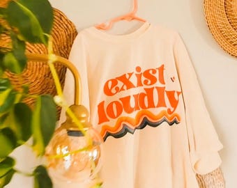 Exist Loudly LGBTQ+ Pride T-Shirt: Retro Graphic Comfort Colors