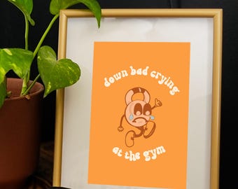Down Bad Sofort Download | Retro Druck | Weinen in der Turnhalle | Mauersegler |Boho Wand Kunst | Retro Printable | Gym Druck