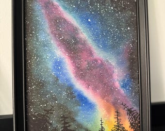 Celestial Galaxy Art Print, Watercolour Night Sky, A4 A5