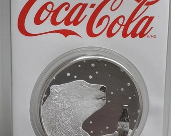 Coca Cola The Christmas Bear in tep bar 1 Oz Silver