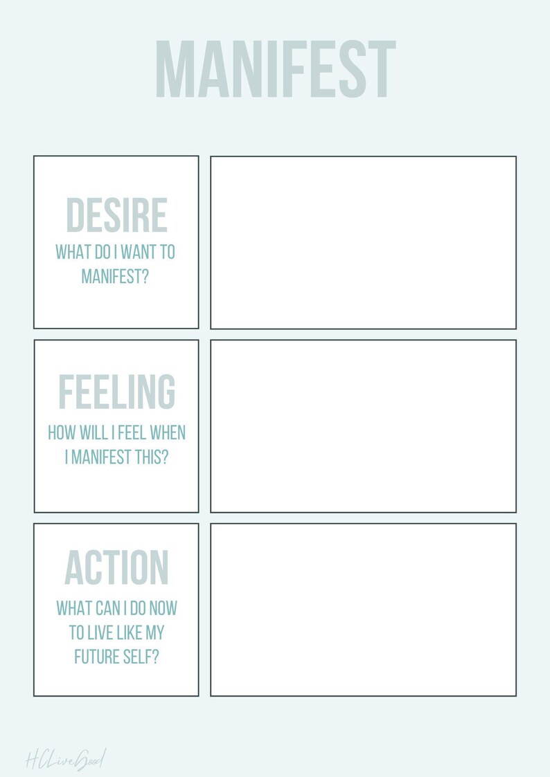 Manifest Journal Template Etsy