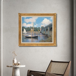 Claude monet oil painting reproduction – the bridge at Argenteuil | framed hand-painted impressionist wall art | light and water landscape