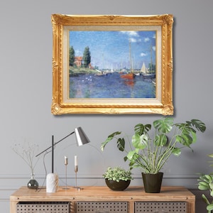 Claude Monet - Red Boats at Argenteuil  | Hand-Painted Oil Reproduction - Impressionist Light and Serenity
