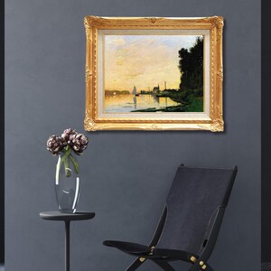 Claude Monet Oil Painting Reproduction – Argenteuil, Late Afternoon | Framed Hand-Painted Impressionist Landscape Wall Art
