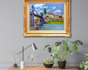 シスレー：サン=マルタン運河の眺め（Ｆ8号・455×380） サンマルタン運河の眺め - アルフレッド・シスレーの手描きの油絵複製