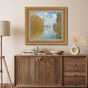 Monet Autumn Landscape Painting: Framed Impressionist Art Reproduction