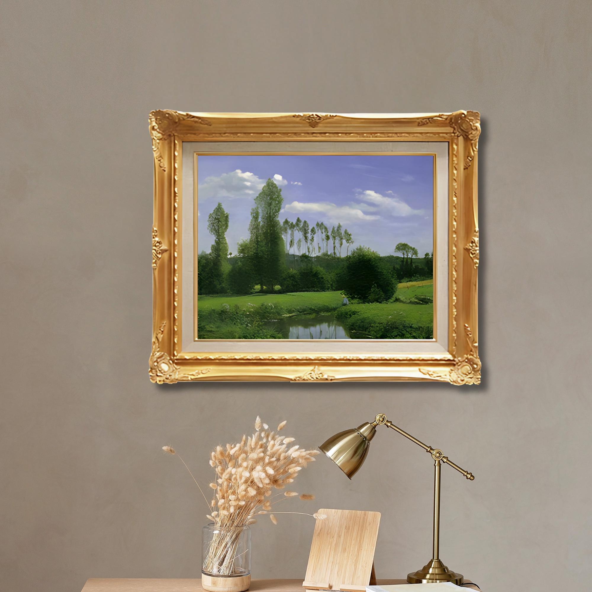 クロード・モネ作「ヴェトゥイユの眺望」｜手描き油絵複製画 ― 印象派