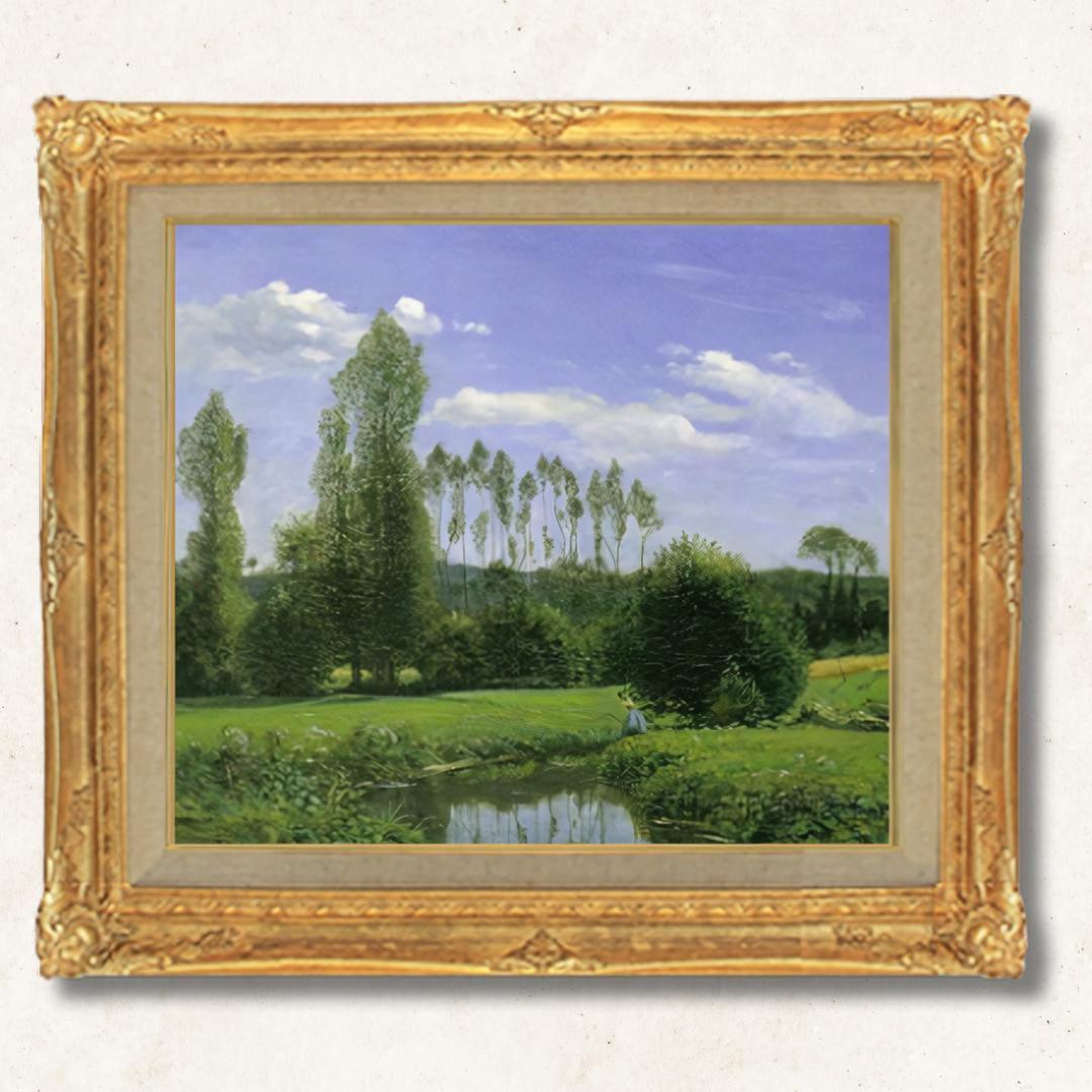 クロード・モネ作「ヴェトゥイユの眺望」｜手描き油絵複製画 ― 印象派