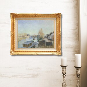 Hand-Painted Impressionist Landscape: Alfred Sisley &#39;The Lake Shore Near Moret&#39; Framed Oil Reproduction