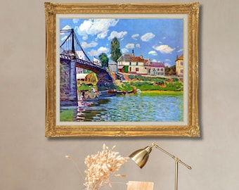 サンマルタン運河の眺め - アルフレッド・シスレーの手描きの油絵複製