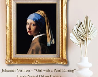真珠の耳飾りの少女 - ヨハネス・フェルメールの手描き油絵複製