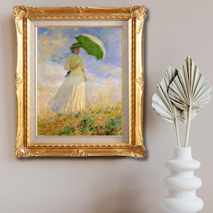 Claude Monet Oil Painting Reproduction – Woman with a Parasol | Framed Hand-Painted Impressionist Wall Art