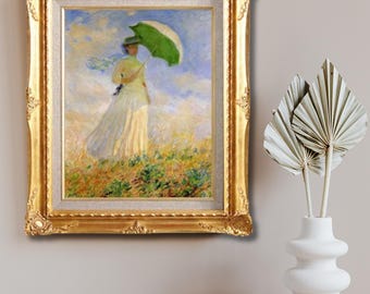 クロード・モネ「日傘をさす女性」右向き、1886年、印象派、高品質