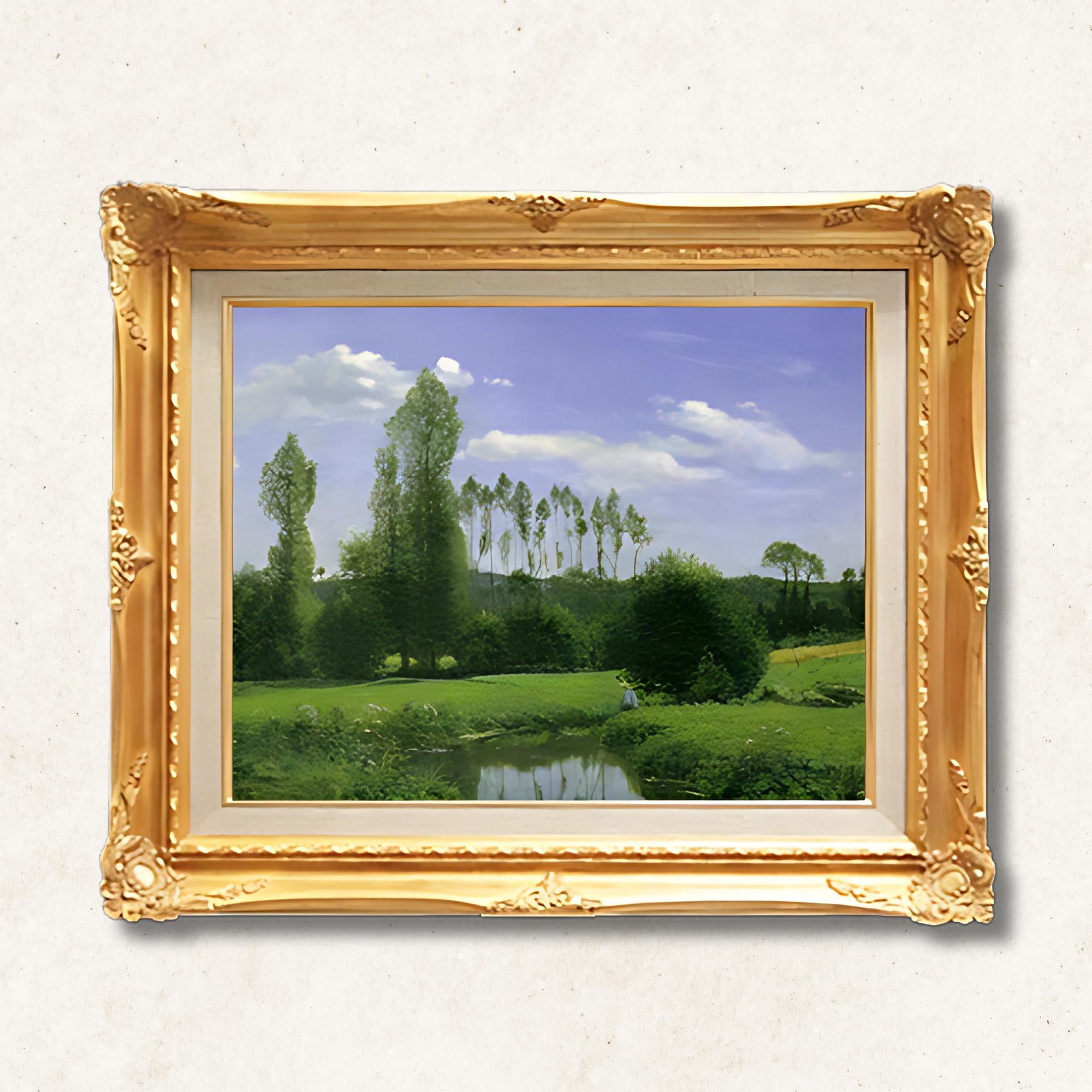 クロード・モネ作「ヴェトゥイユの眺望」｜手描き油絵複製画 ― 印象派