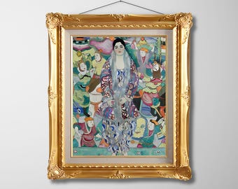 クリムト/ミュージック　額装　複製画 グスタフ・クリムトの『音楽 I』複製画 - 金箔を施した