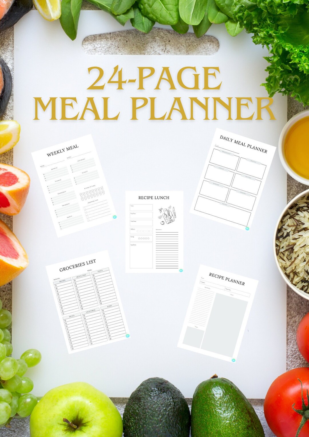 Daily Printable Meal Planner With Weekly Meal, Monthly Meal, Calorie ...