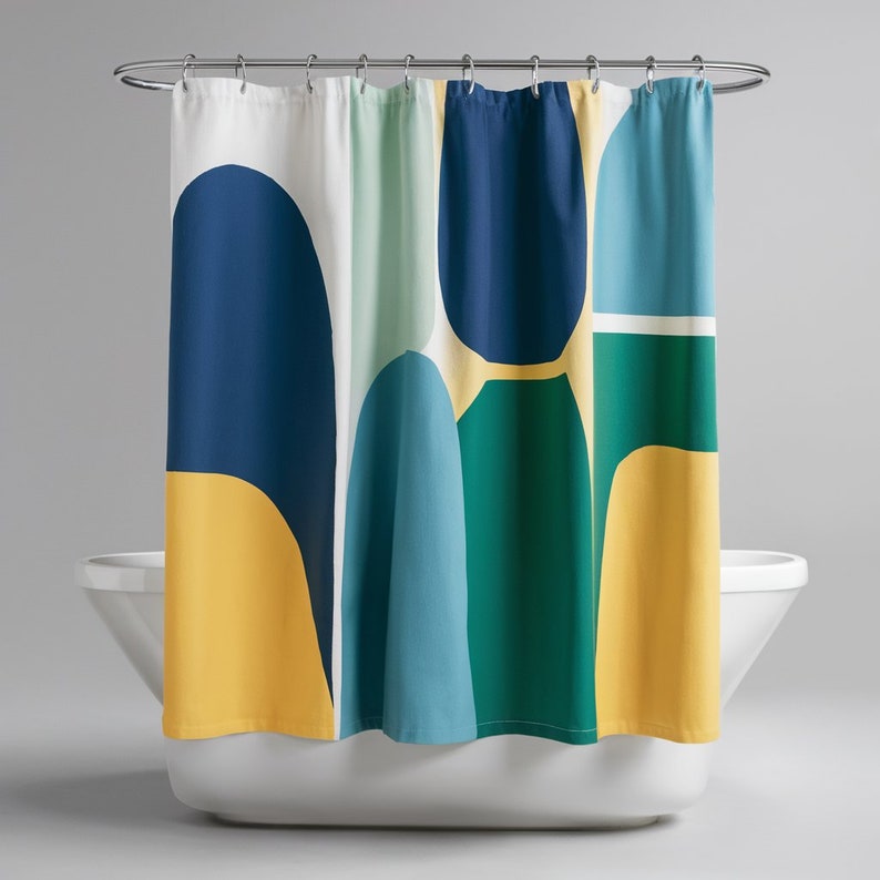 Modern Geometric Shower Curtain – Waterproof, Washable Bathroom Decor (72x72 Inches)
