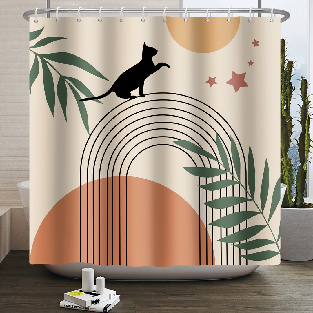 Nordic Wind Abstract Art Boho Shower Curtain Waterproof Polyester Bath ...
