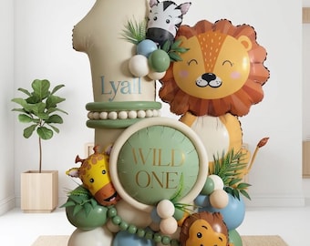 Wild One Safari Ballon Bogen Kit | Birthday Dschungeltiere (45 Teile)