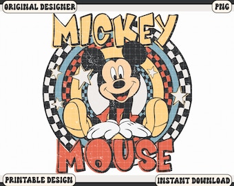 Retro Mickey Mouse Png, Mickey Png, Mouse Png, Kids Shirt Png Design, Checkered Png, Birthday T Shirt Png, Little Boy Png, Funny Mickey Png
