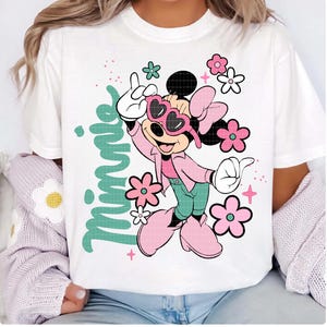 Retro Minnie Mouse Png, Floral Mouse Png, Groovy Sublimation, Girly Png, Retro Minnie Sublimation, Digital Download, Tshirt Png Designs