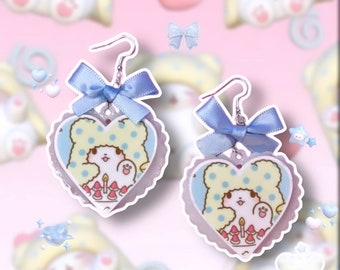 Moppu Marumofubiyori  Sanrio Earrings - Polar Bear Hello Kitty 2000s character Pastel Blanket まるもふびより Cute Kawaii Mascotte Strawberry Cake