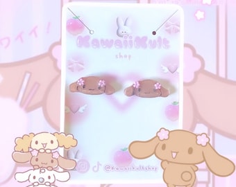 Mocha cinnamoroll stud earrings - sanrio coquette cutecore kawaii 2000s cute animal characters