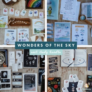 Sky Unit Study Pack, Homeschool Unit Study bundle, Activity Pack, Curriculum, Nature Study, Rainbows, Clouds, Moon, Solar System,
