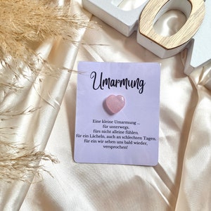 Umarmung - Rosenquarz - Herz - Liebe - Karte - Geschenk