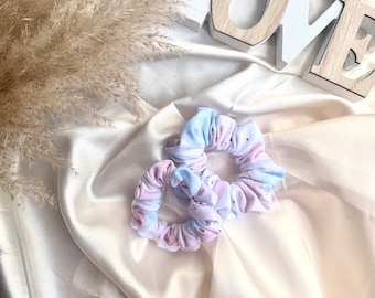 Scrunchie - Handgemachter Scrunchie aus Sweat - Ros -Blau- Weiß - Haargummi