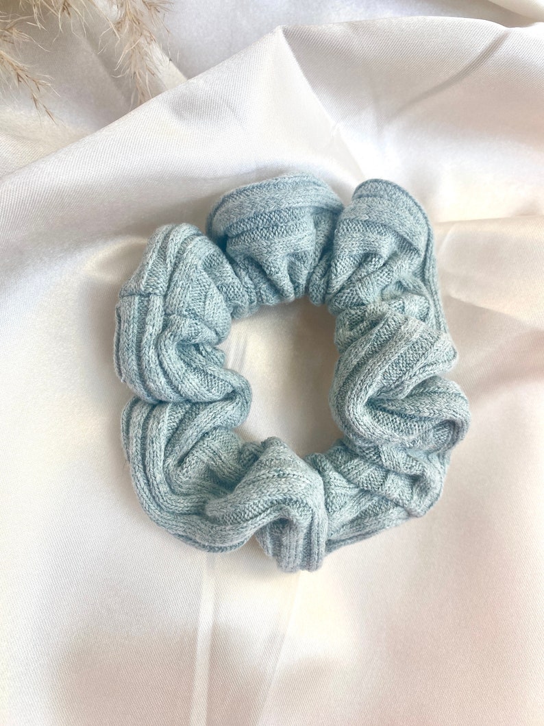 Scrunchie Handgemachte Scrunchies Mintgrün Rib Muster Bild 3