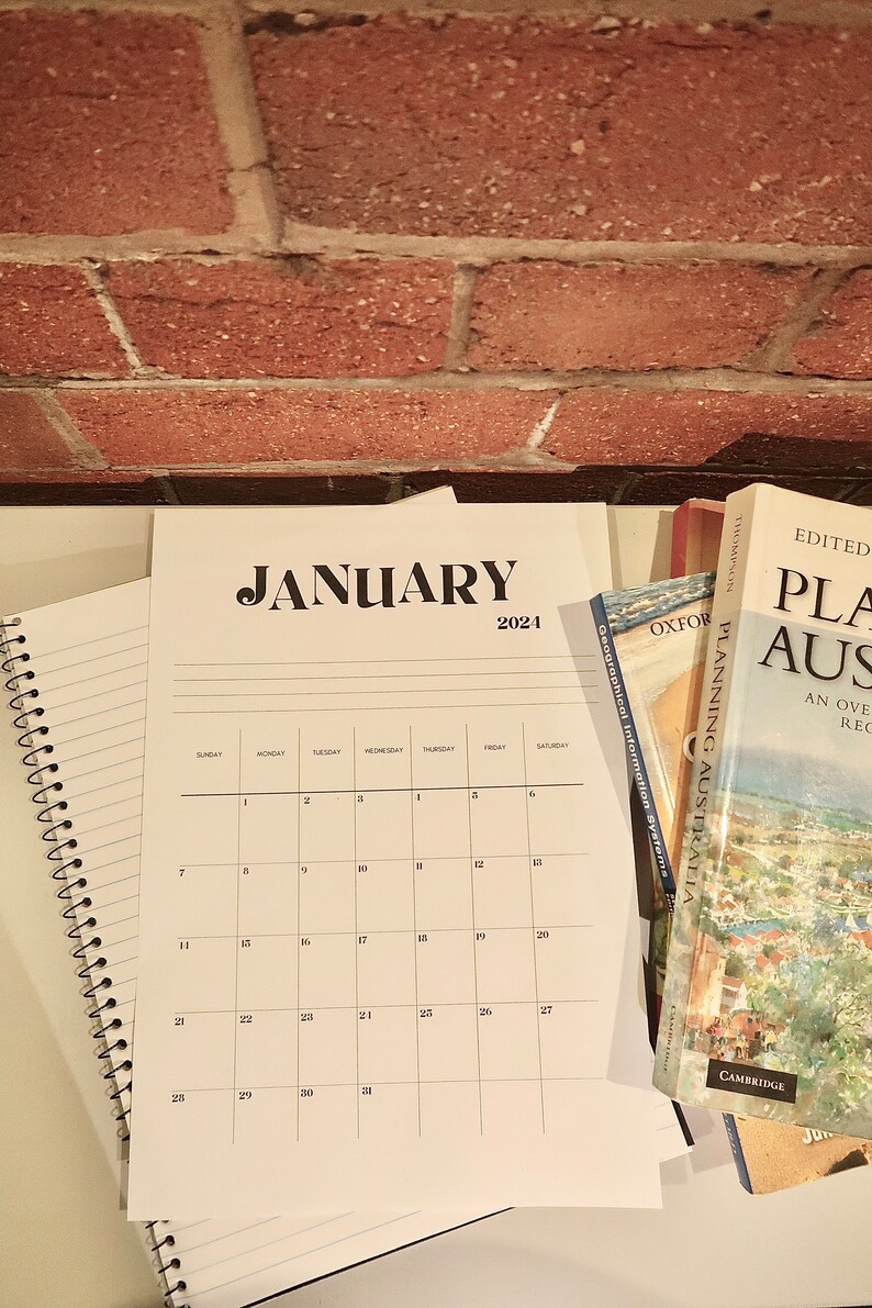 Printable Calendar 2024 Monthly Planner Letter, 11x17, A4, A3 Portrait