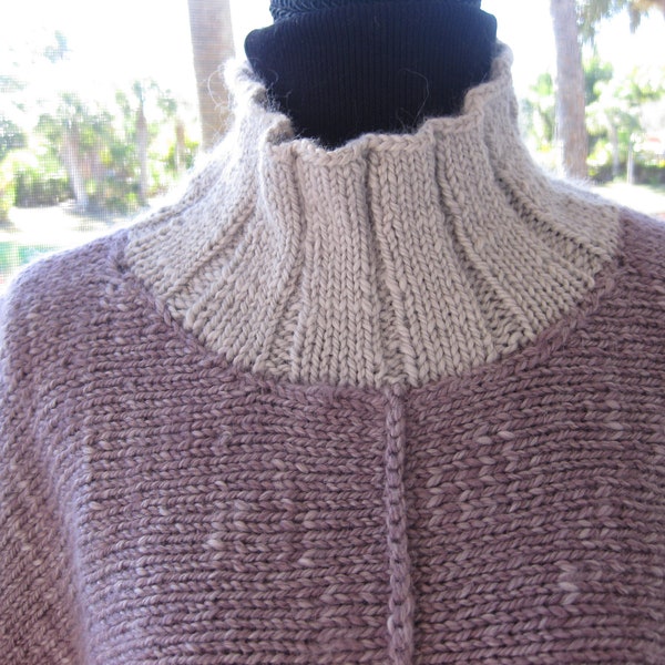 Hand-knitted pull over poncho, Great gift, All occasion, Stylish