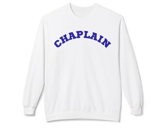 Chaplain Crewneck Sweatshirt | Arched Collegiate Lettering Comfort