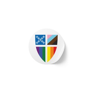 Episkopales Schild, neues Episkopalschild, Regenbogen-Bischofsschild, runde Aufkleberrolle, Pride-Aufkleber, Sonntagsschulaufkleber