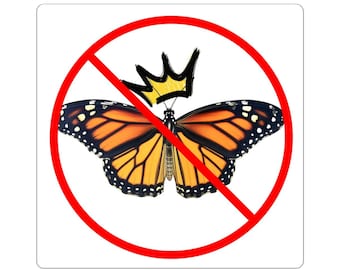 No Monarch Butterfly Sticker | Kiss-Cut Sticker, Insect Prohibition Decal