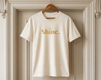 Shine Graphic Tee, Minimalist Inspirational Cotton Shirt