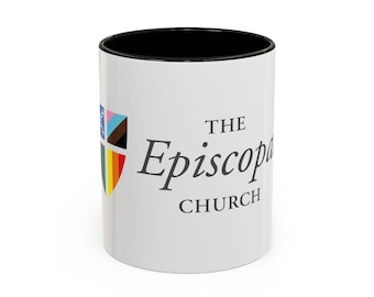 Mug avec logo de l'église épiscopale, tasse à café accent « bouclier de la fierté » (11,15 oz)