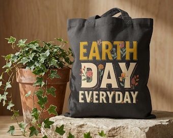Earth Day Everyday Tote Bag | Eco Floral Graphic