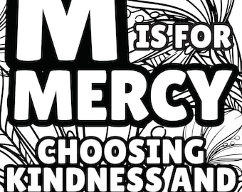 M is for Mercy Coloring Page, Christian Sunday School (Digital Download)