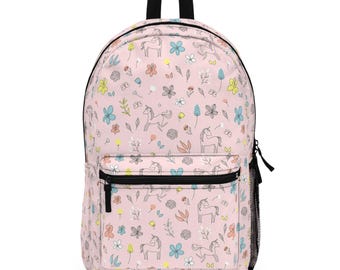Pink Unicorn Backpack: Floral School Bag