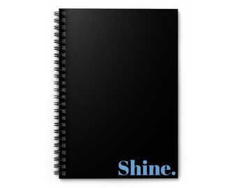 Shine. Spiral Notebook - Ruled Line (Black/ Light Blue)