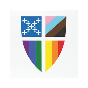 Episcopal Pride Shield Car Magnet | LGBTQ+ Rainbow Flag Magnetic Decal