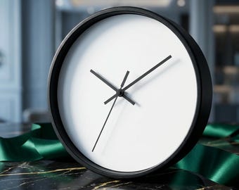 Minimalist Black Modern Wall Clock | Simple White Face, Silent Quartz