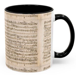 Mug Mozart Accent, musique classique composition main tasse à café - amateur de musique, musicien, cadeau piano, cadeau professeur de musique 11 oz, 15 oz