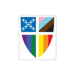 Adesivo in vinile della chiesa episcopale, scudo dell'orgoglio della chiesa episcopale, nuovo scudo arcobaleno episcopale, scudo arcobaleno episcopale