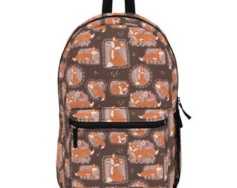 Fox Backpack, Pink Girsl Bookbag, Fox Bag, Forest Animal 