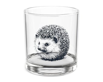 Hedgehog Rocks Glass, Cute Animal Drinkware, Perfect for Gifts, Home Bar, Nature Lovers, Hedgehog Design
