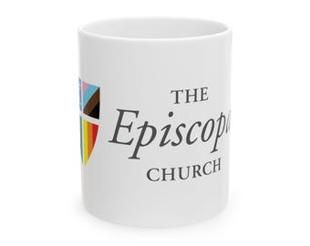 Tasse en céramique Bouclier de la fierté de l'église épiscopale (11 oz, 15 oz)